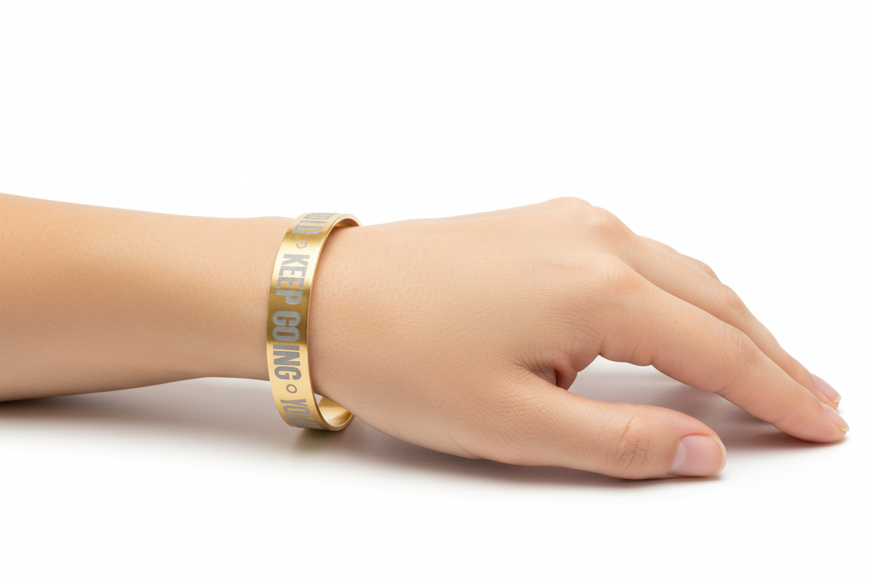 Inspiring Engraved Cuff Bracelet — Motivational Message Bangle