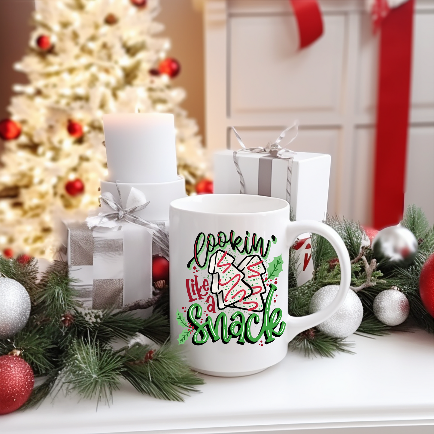 Lookin Like a Lil Snack Christmas Tree Cakes Coffee Mug