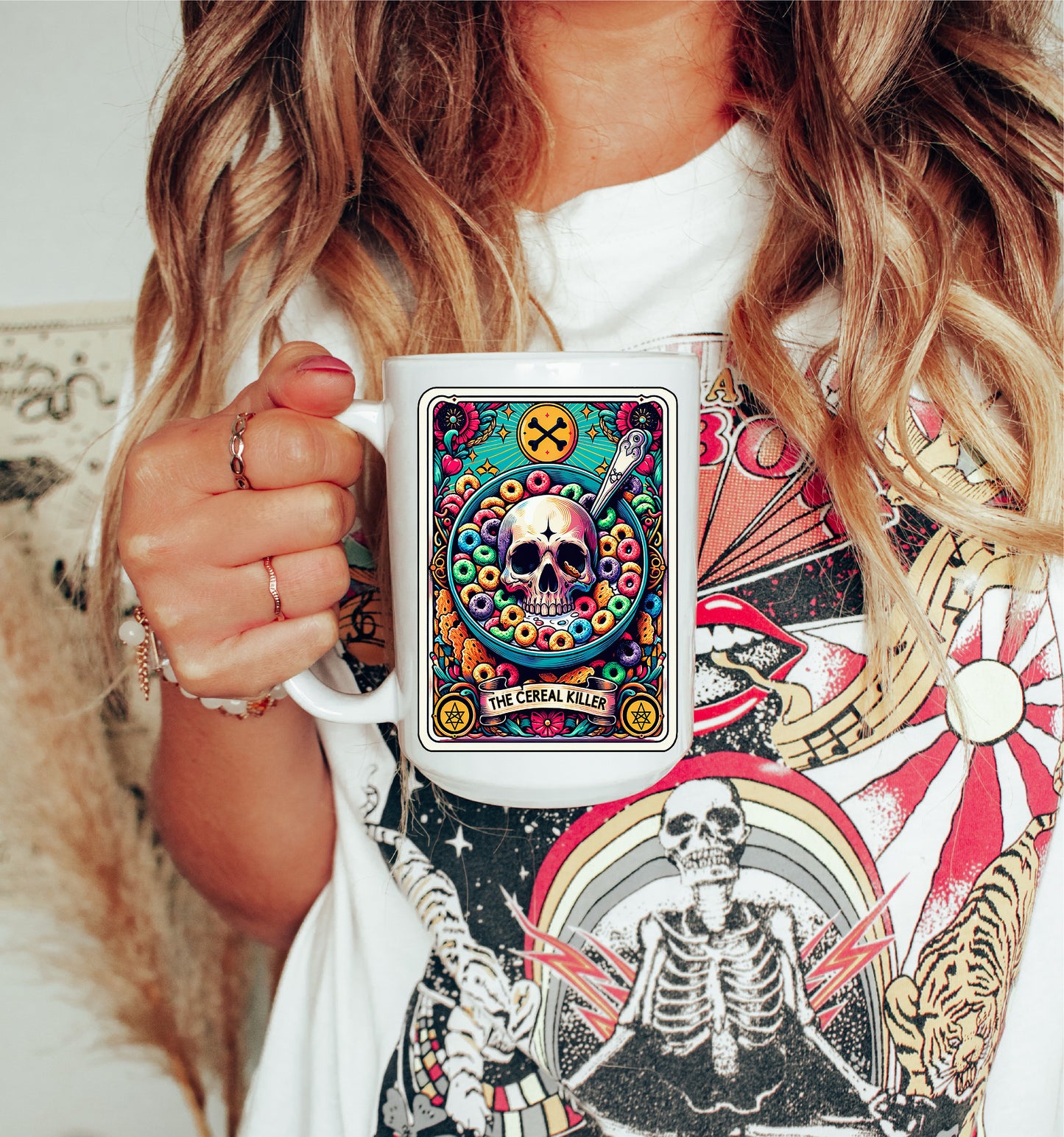 Cereal Killer Skeleton Tarot Reading Cards Coffee Mug