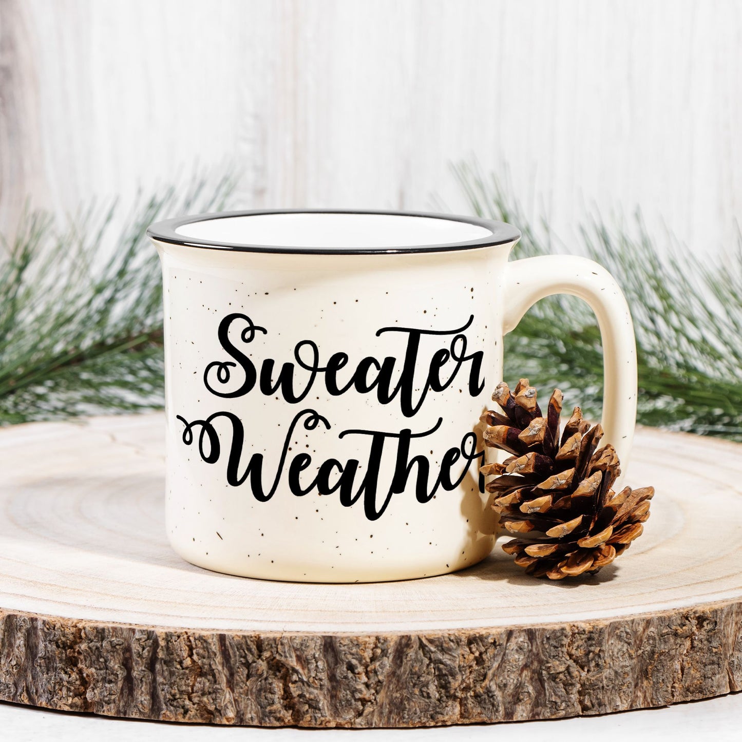 Ceramic Camp Mug Speckled Cream 13oz