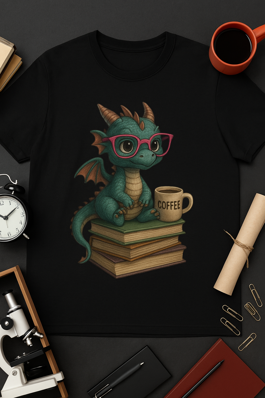 🐉 Baby Dragon Coffee Scholar PNG | Instant Digital Download