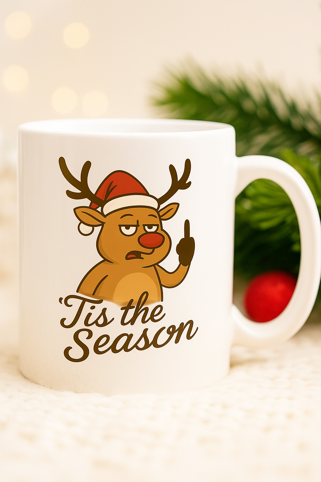 Funny Christmas Reindeer Mug • ‘Tis the Season Holiday Coffee Cup • Sarcastic Adult Humor Gift