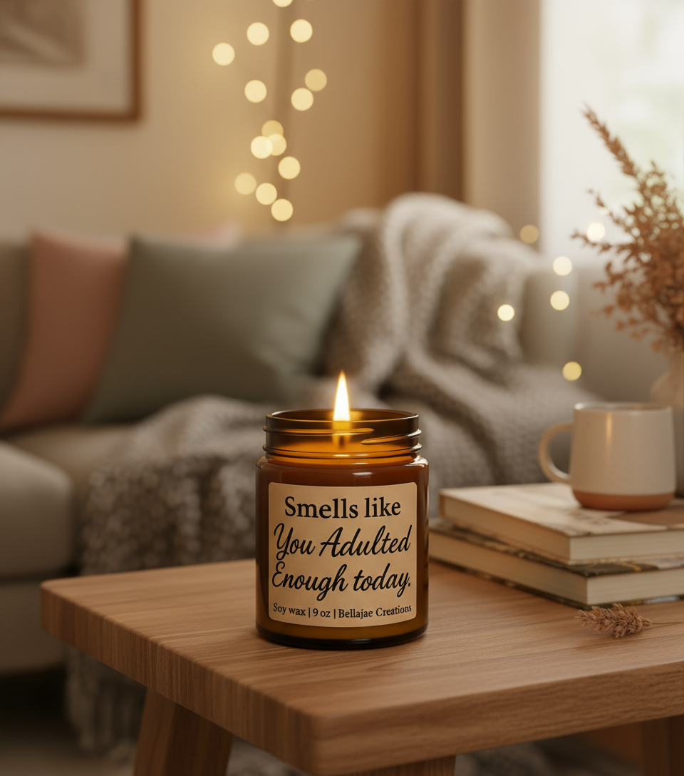 Smells Like You Adulted Enough Today – 9oz Amber Soy Candle
