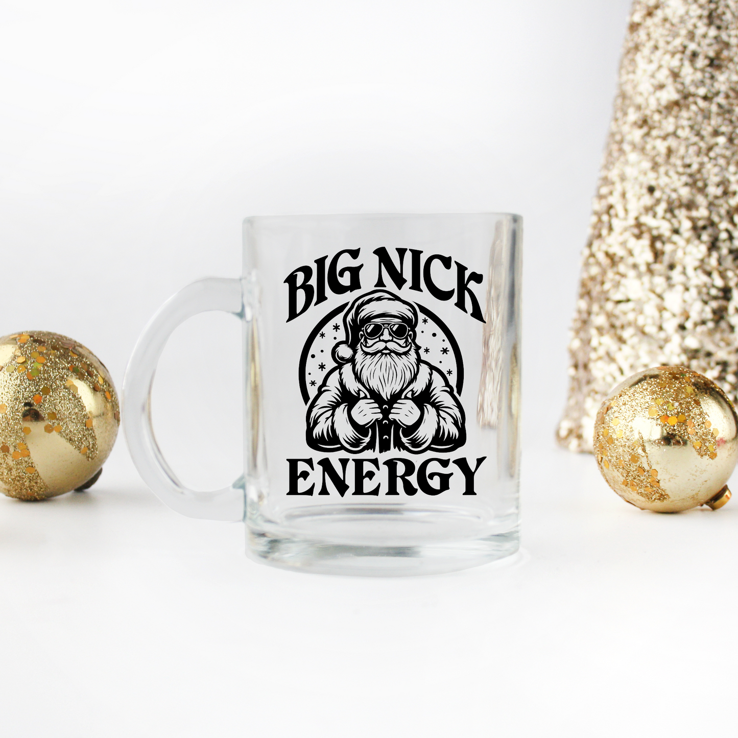 Big Nick Energy Santa Clear Coffee Mug