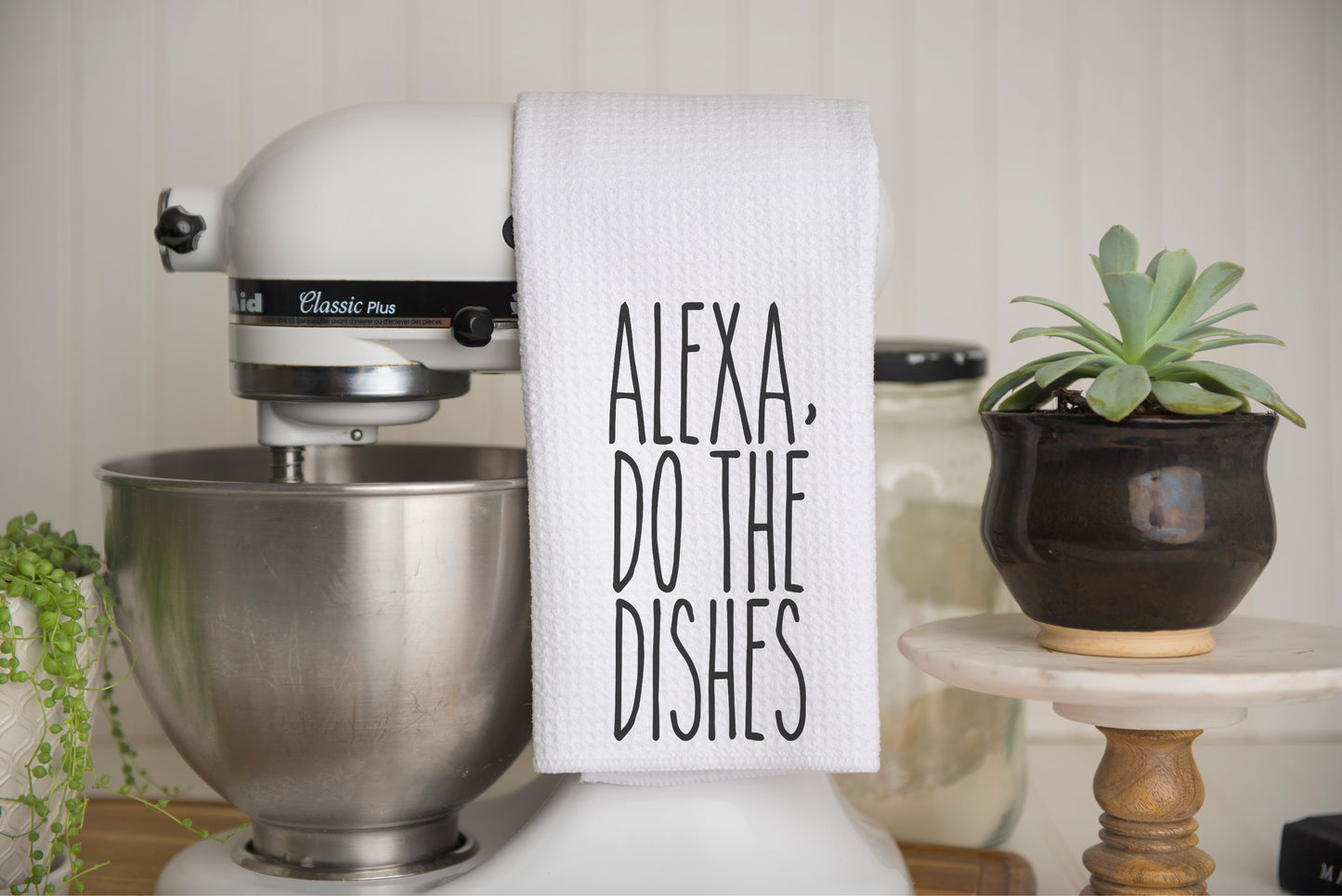 Alexa Do The Dishes Kitchen Waffle Towel