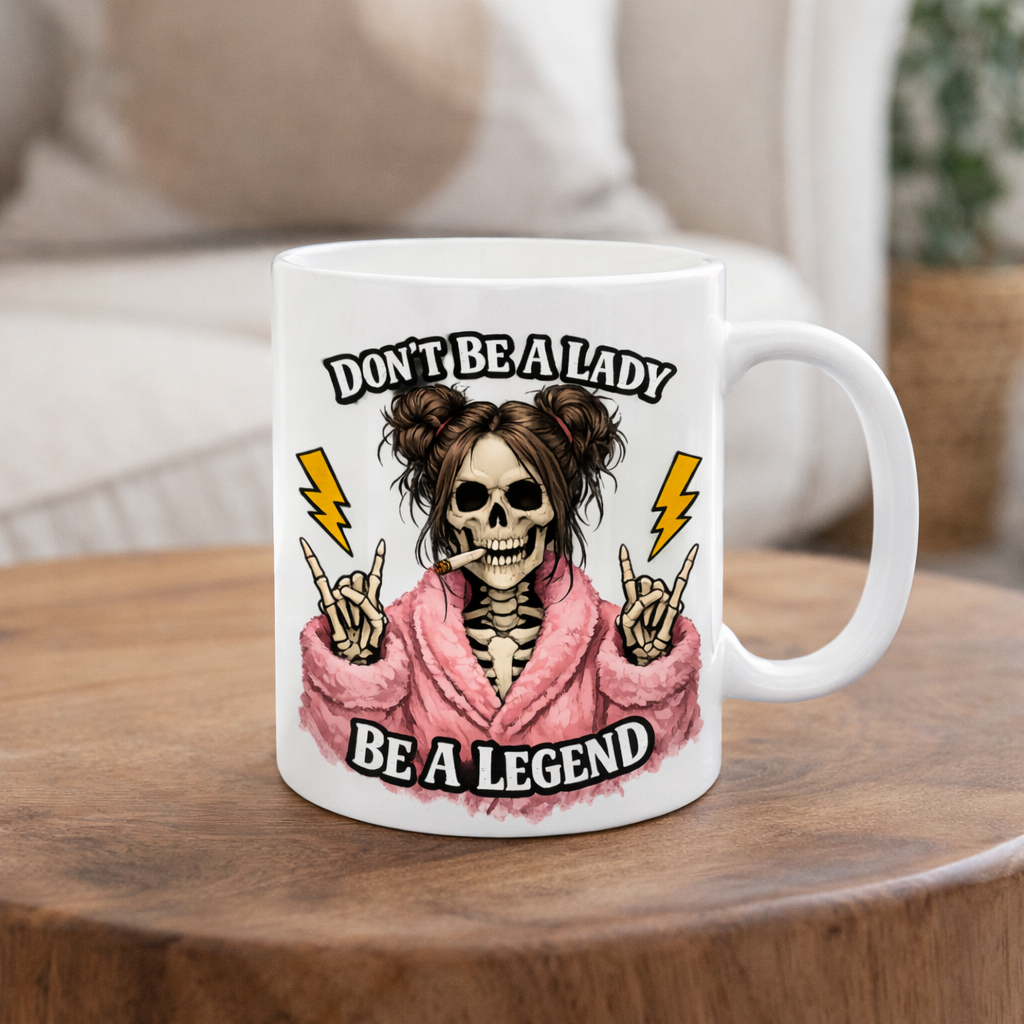 Don’t be a Lady be a Legend Skeleton Coffee Mug