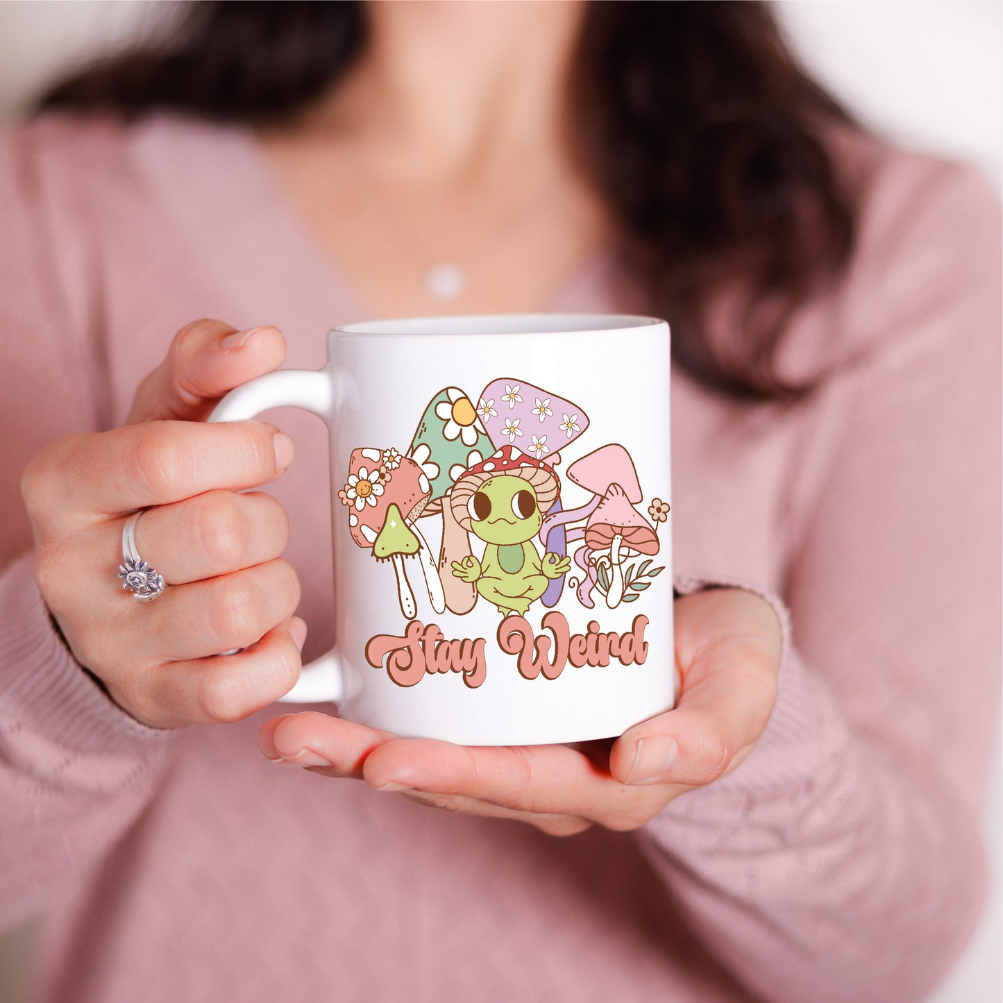 Stay Weird Meditation Frog Mushroom Little Hippie Coffee Mug