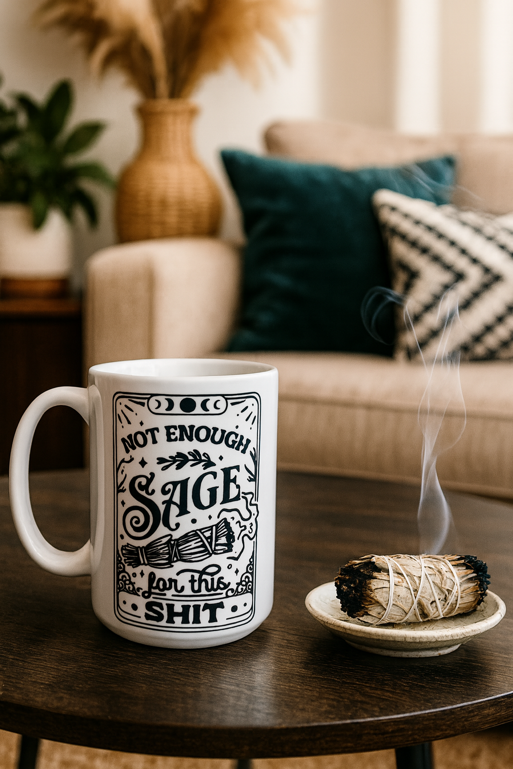 Not Enough Sage for This Shit Mug – Funny Tarot Coffee Cup, Witchy Gift, Spiritual Sarcastic Ceramic Mug for Tarot Lovers