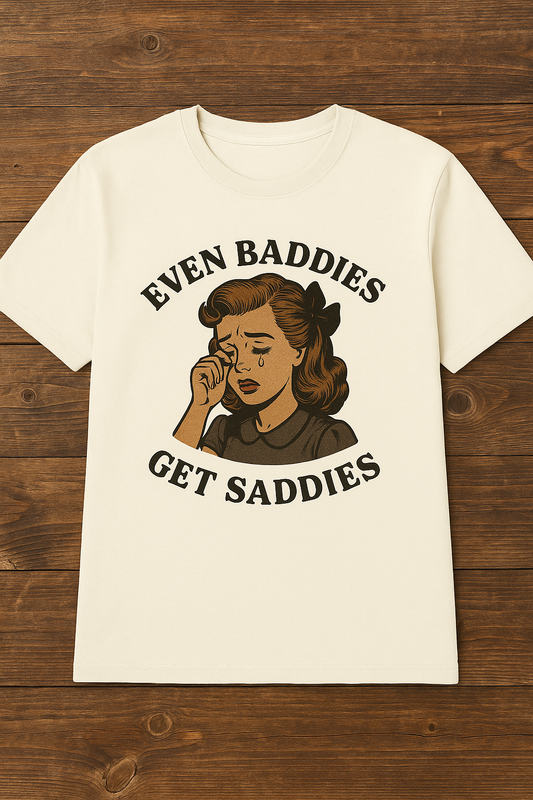 Even Baddies Get Saddies – Vintage Crying Girl PNG Download