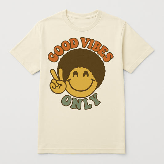 Good Vibes Only Afro Retro 70s Vintage Image PNG Digital Instant Download