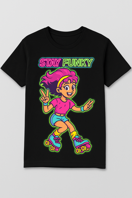 Stay Funky Roller Skater Girl Peace Vintage Image PNG Digital Instant Download