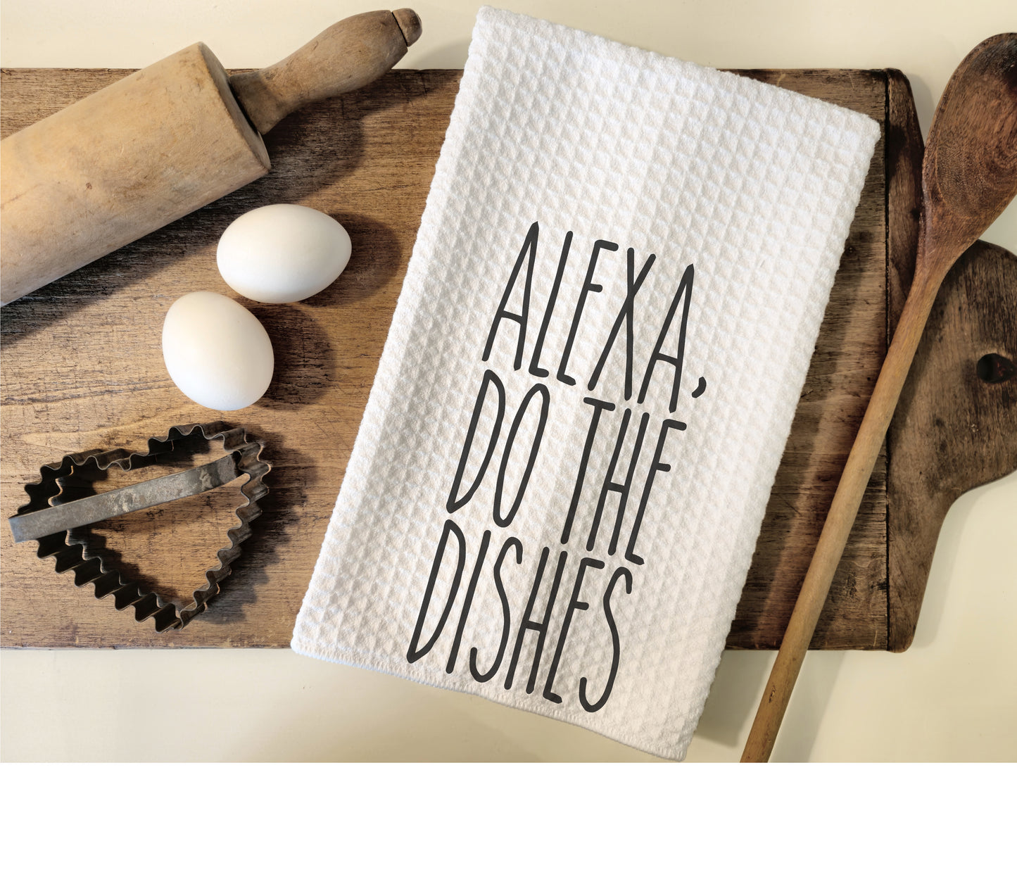 Alexa Do The Dishes Kitchen Waffle Towel