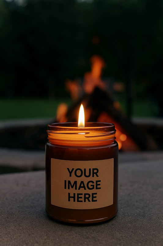 Amber Candle Blank Label Campfire Mockup Image PNG Digital Instant Download