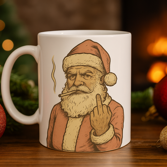 Vintage Bad Santa Middle Finger Fuck You Mug