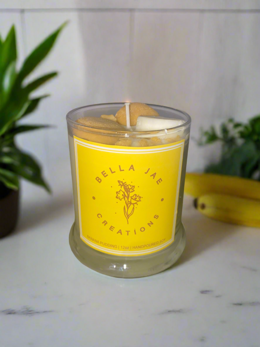 Banana Pudding Scented 12 oz Soy Candle