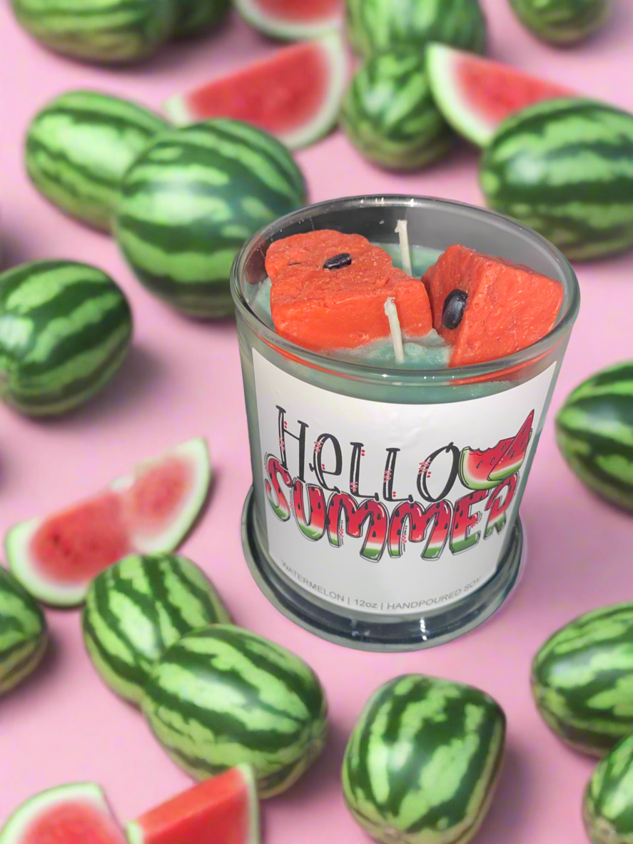 Summer Time Watermelon Scented 12 oz Soy Candle