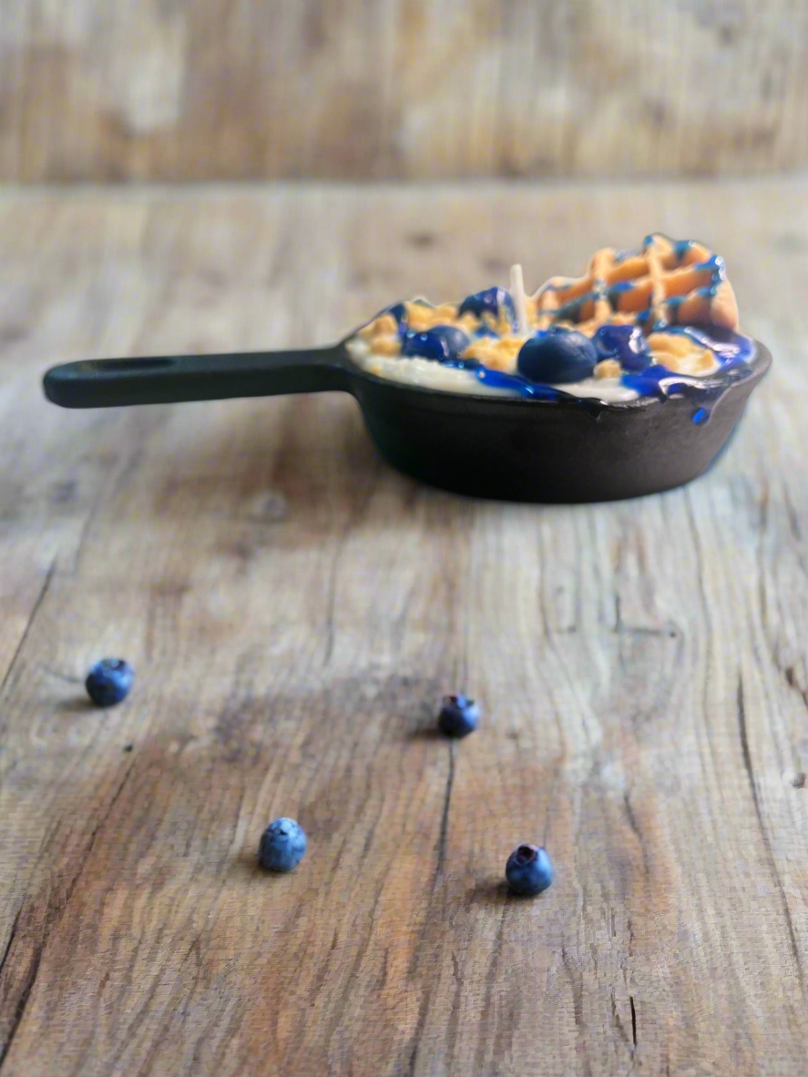 Blueberry Waffle Crumble Scented Soy Candle 6oz Cast Iron Skillet