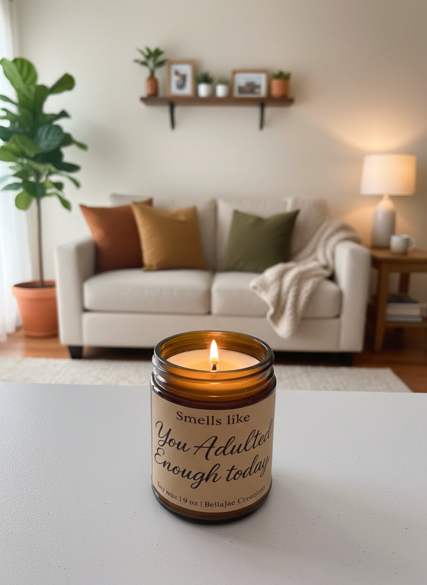 Smells Like You Adulted Enough Today – 9oz Amber Soy Candle