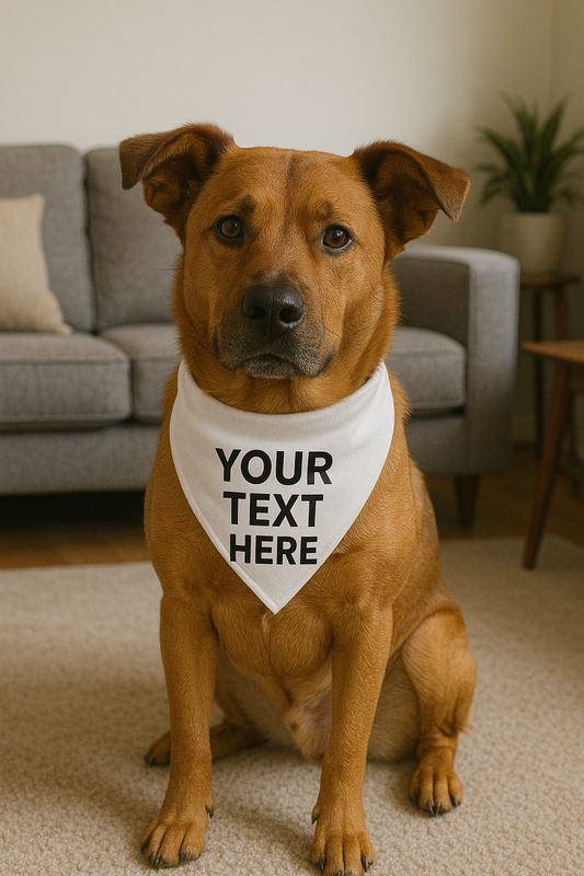 Pet Bandana Mockup – Cozy Living Room Scene | Downloadable Product Mockup Image PNG 🐾
