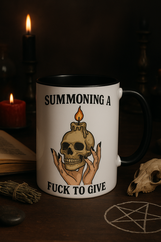 Summoning a Fuck to Give Witchy Skull Candle Mug