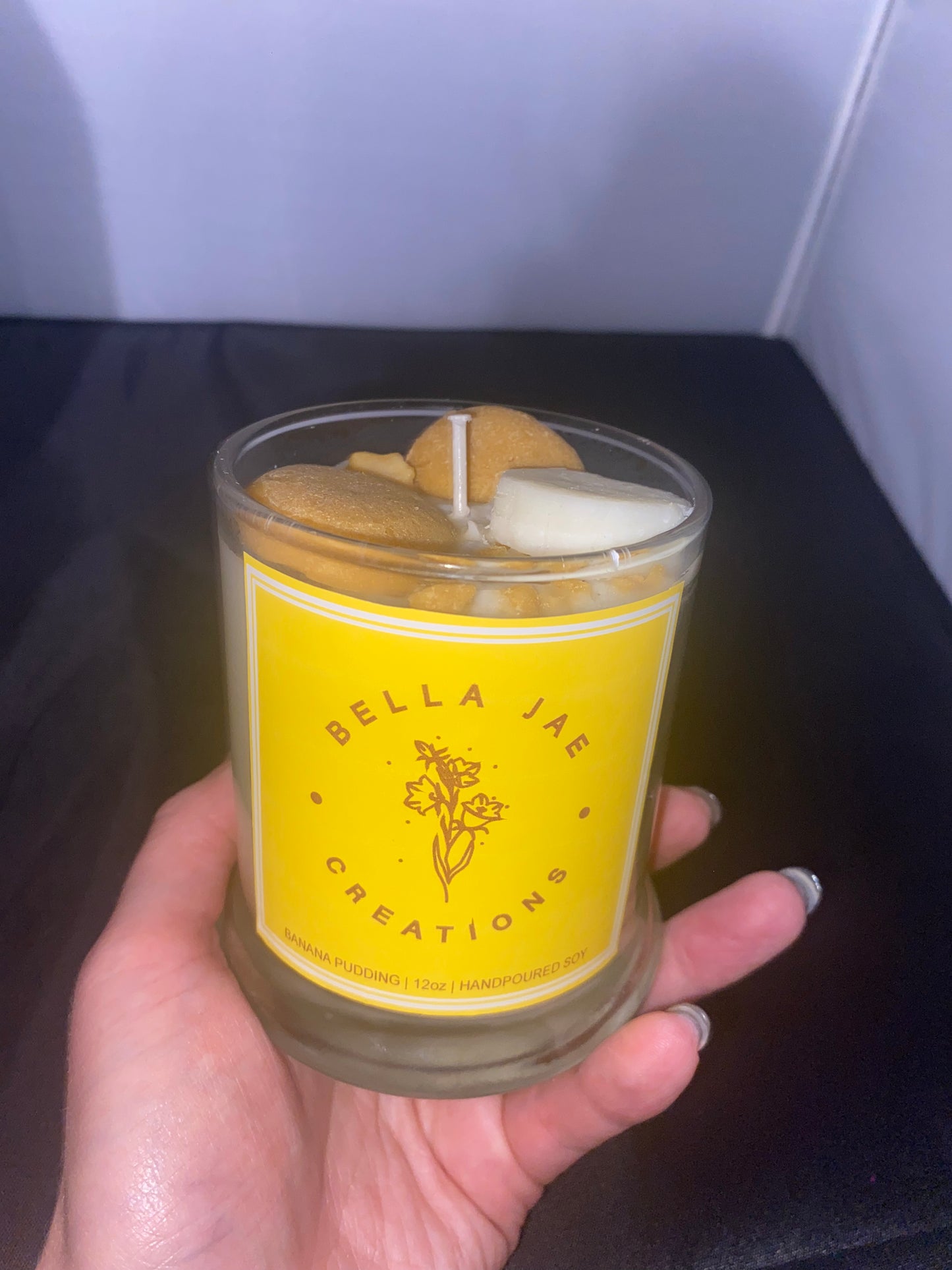 Banana Pudding Scented 12 oz Soy Candle