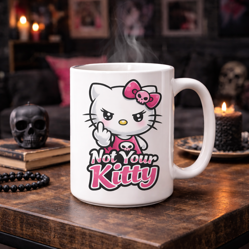 Not Your Kitty Coffee Middle Finger Naughty Mean Mug