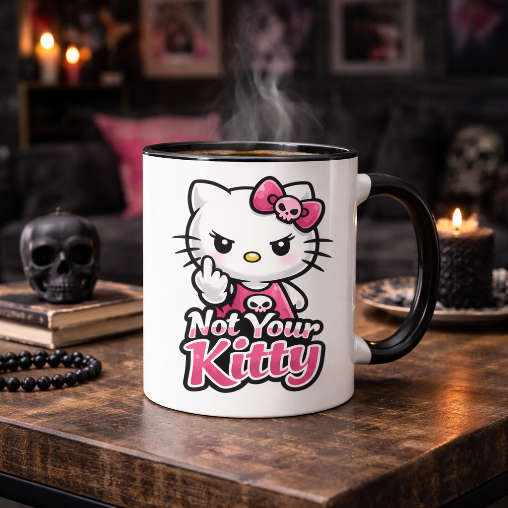 Not Your Kitty Coffee Middle Finger Naughty Mean Mug