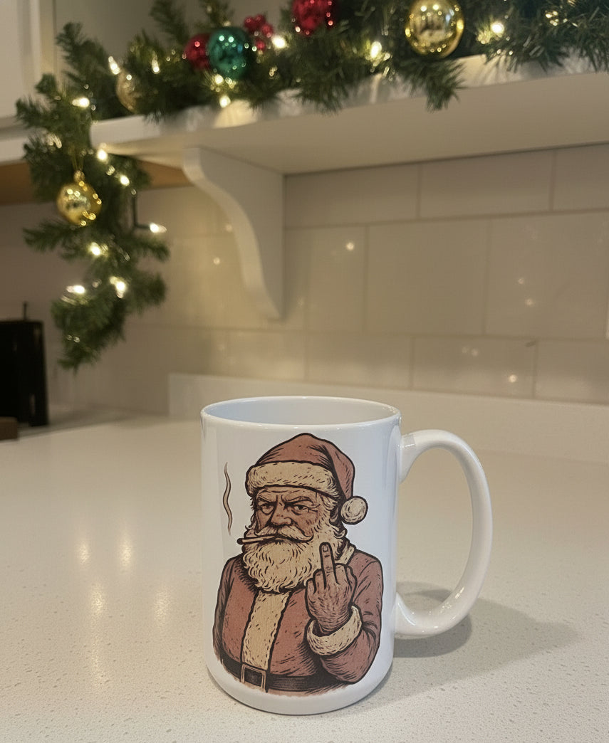 Vintage Bad Santa Middle Finger Fuck You Mug