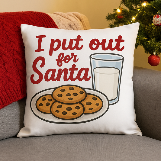 🎅 I Put Out for Santa – 15x15” Holiday Pillow Cover
