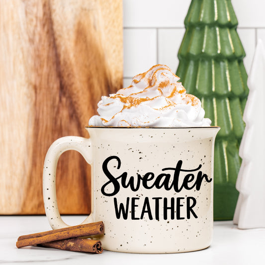 Ceramic Camp Mug Speckled Cream 13oz