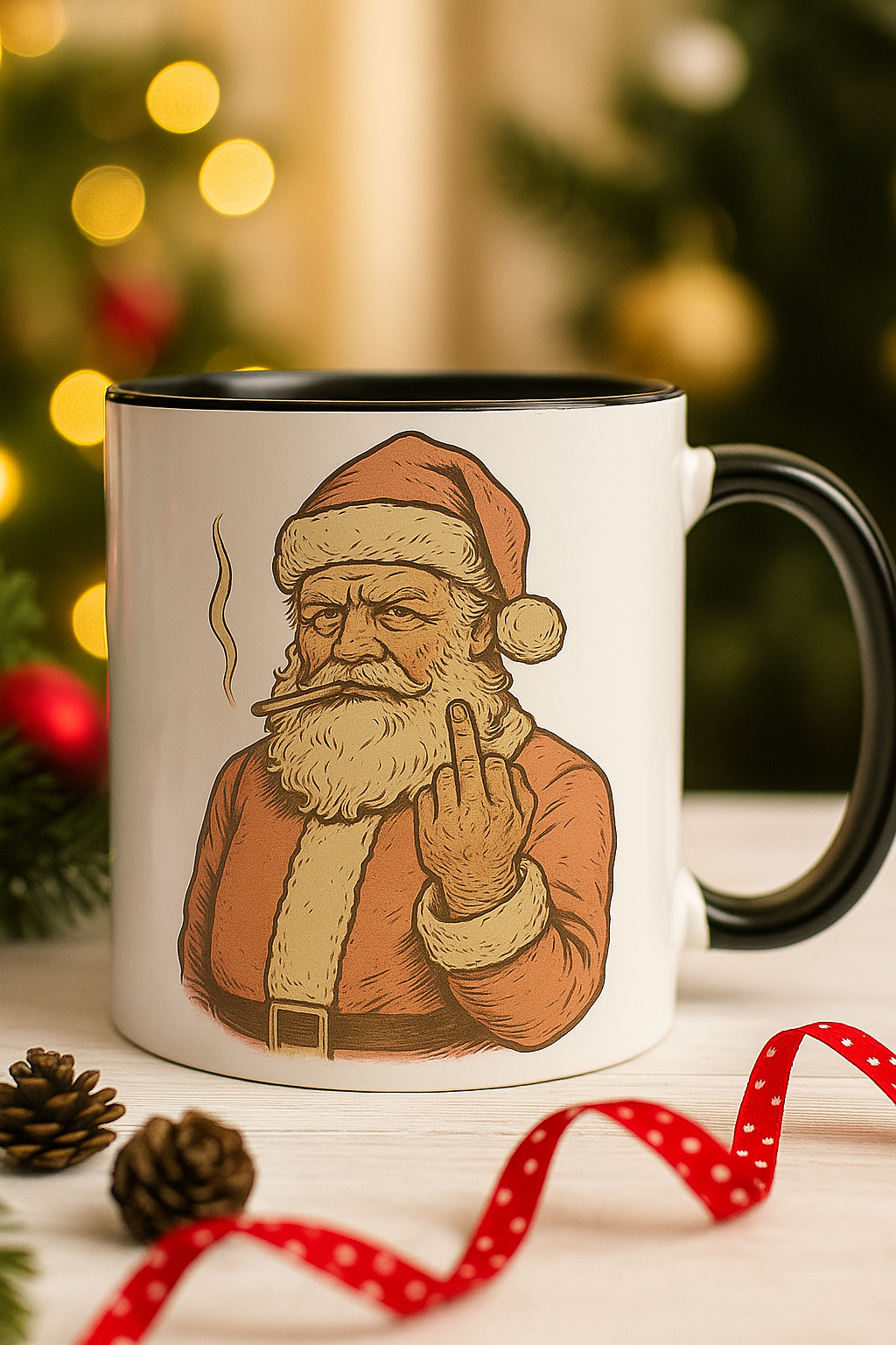 Vintage Bad Santa Middle Finger Fuck You Mug
