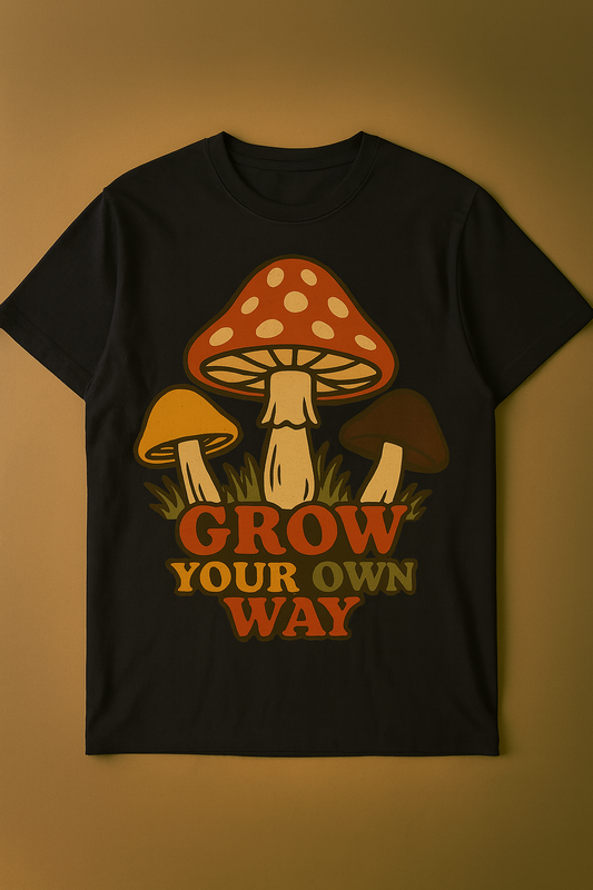 Grow Your Own Way Retro 70s Mushroom Image PNG Digital Instant Download