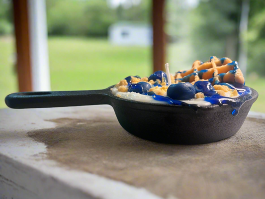 Blueberry Waffle Crumble Scented Soy Candle 6oz Cast Iron Skillet