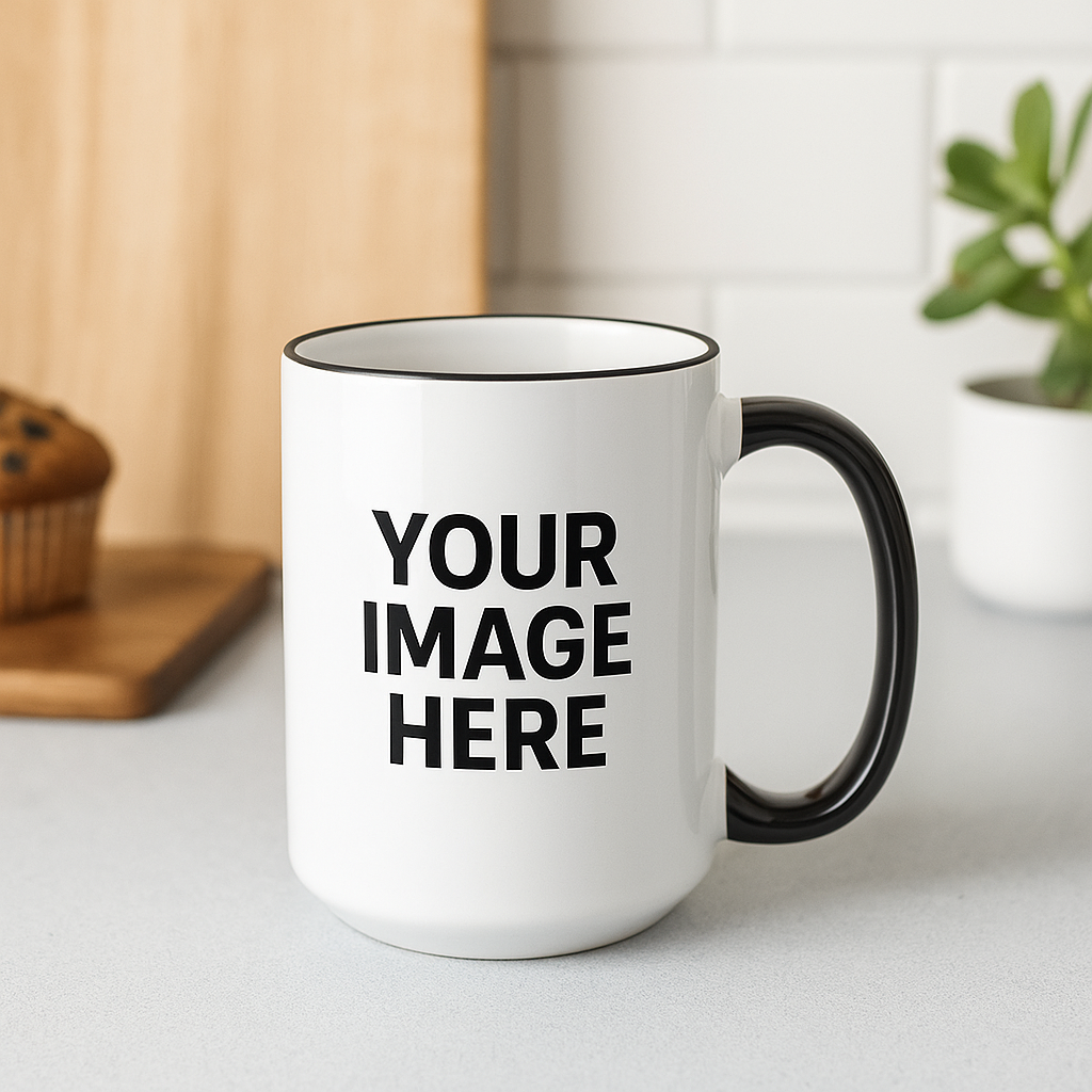 Kitchen Counter Mug Mockup | Modern Ceramic Mug Scene PNG Download