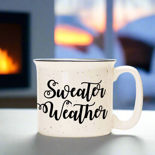 Ceramic Camp Mug Speckled Cream 13oz