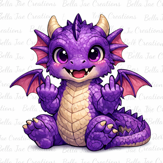 Cute Purple Baby Dragon – Digital Download PNG 🐉💜