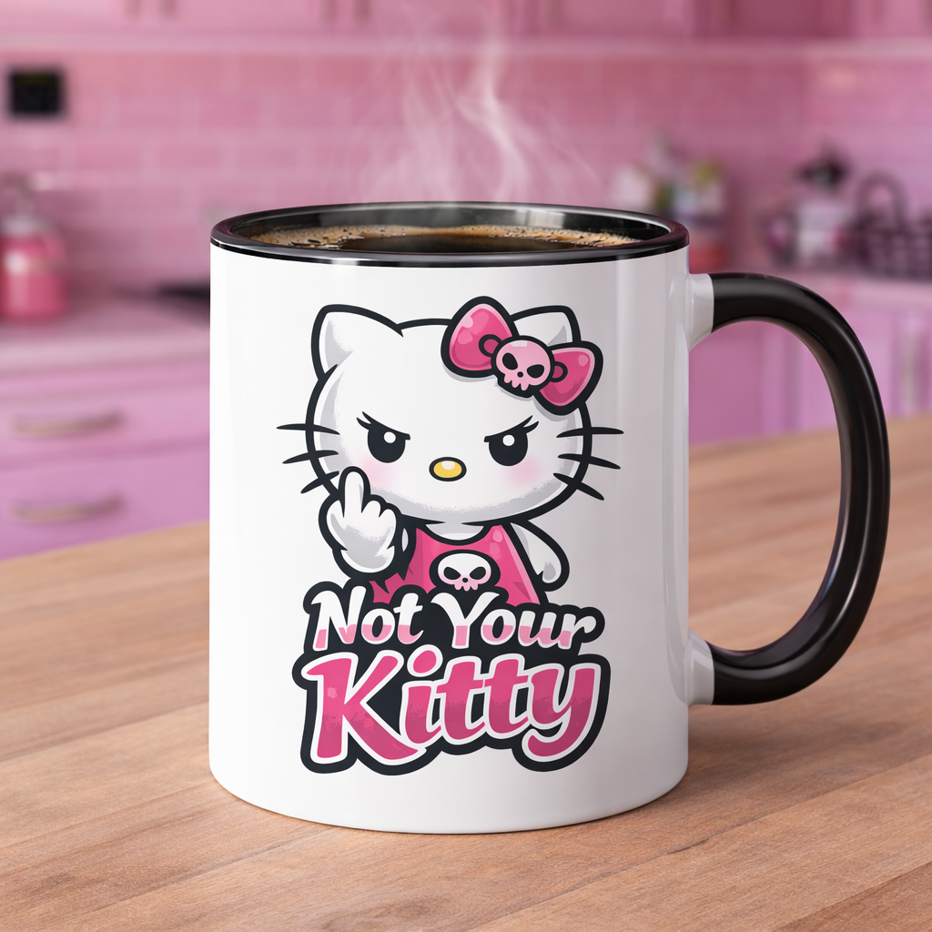 Not Your Kitty Coffee Middle Finger Naughty Mean Mug