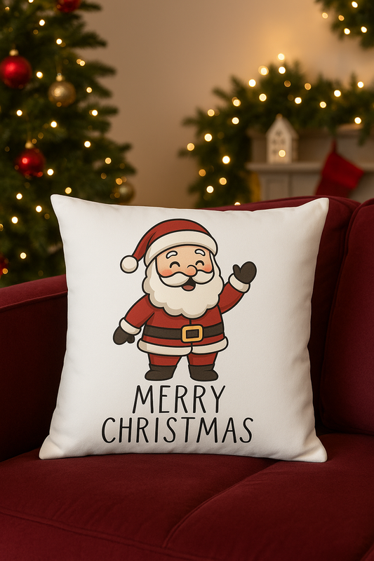 Cozy 15x15 Christmas Pillow – Santa Merry Christmas