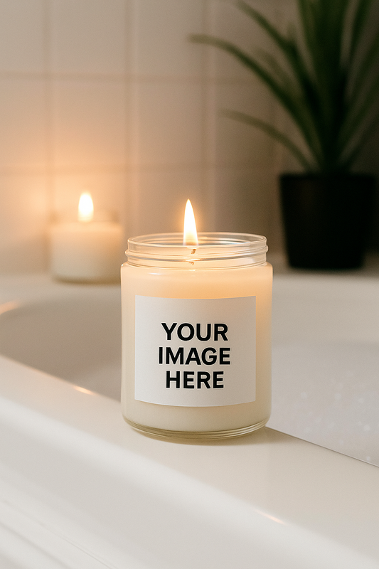 Clear 9oz Candle Blank Label Bathtub Mockup Image PNG Digital Instant Download