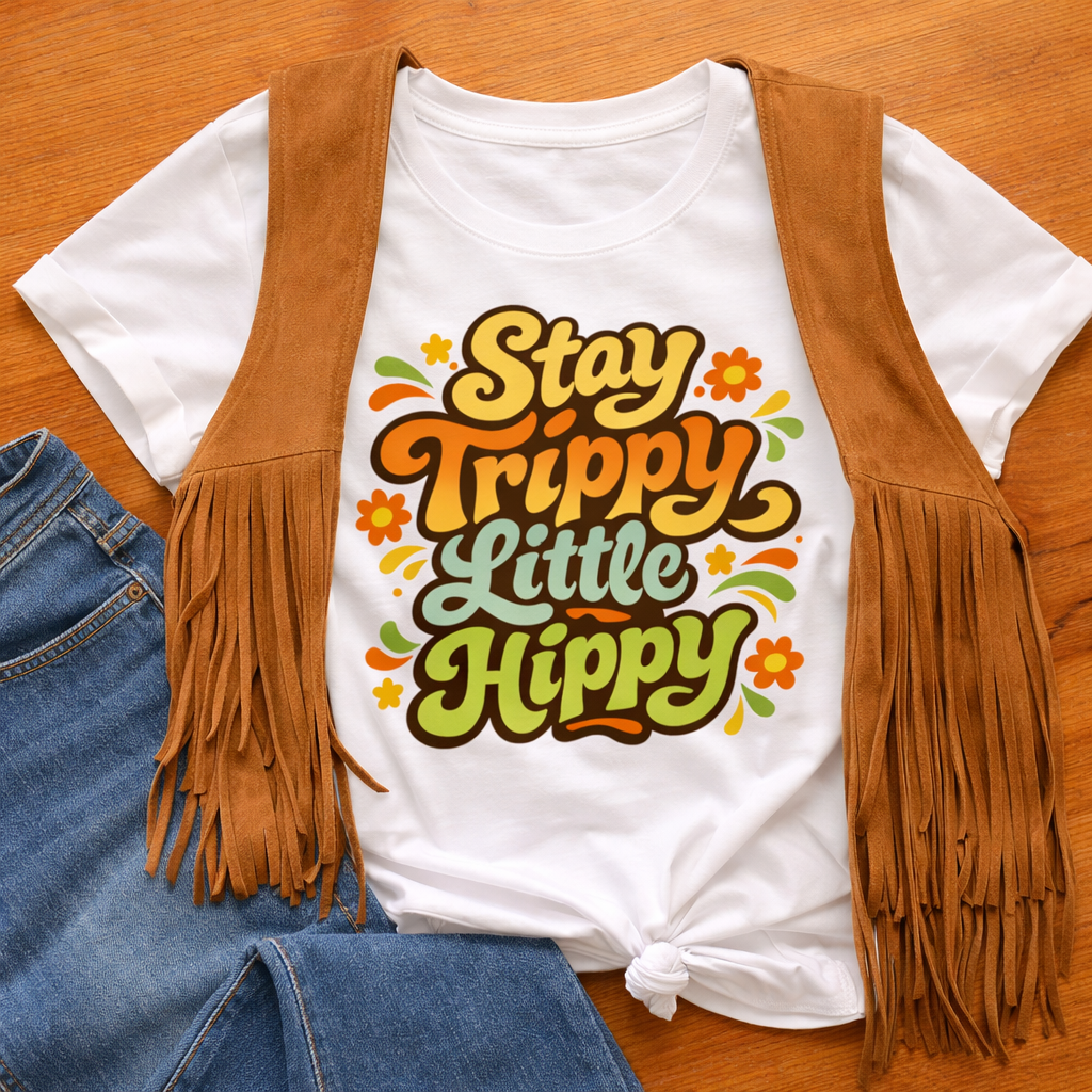 Stay Trippy Little Hippy Retro 70s T-Shirt