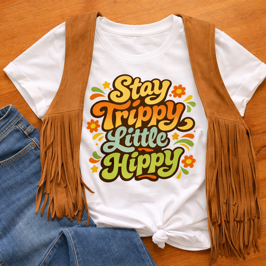 Stay Trippy Little Hippy Retro 70s T-Shirt