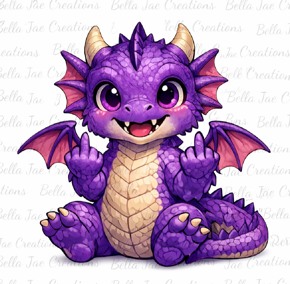 Cute Purple Baby Dragon – Digital Download PNG 🐉💜