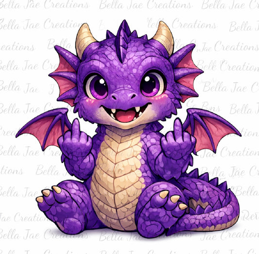 Cute Purple Baby Dragon – Digital Download PNG 🐉💜