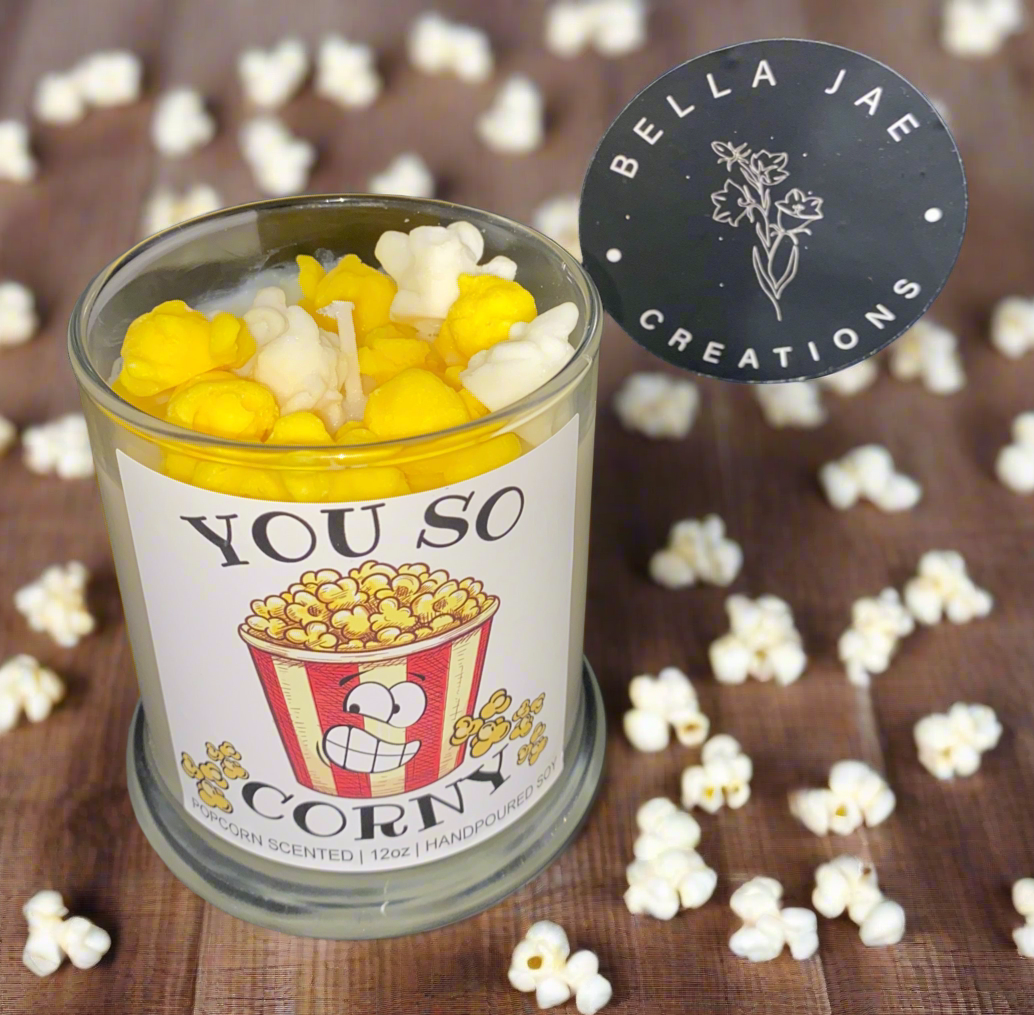 You so Corny Buttered Popcorn Scented 12 oz Soy Candle
