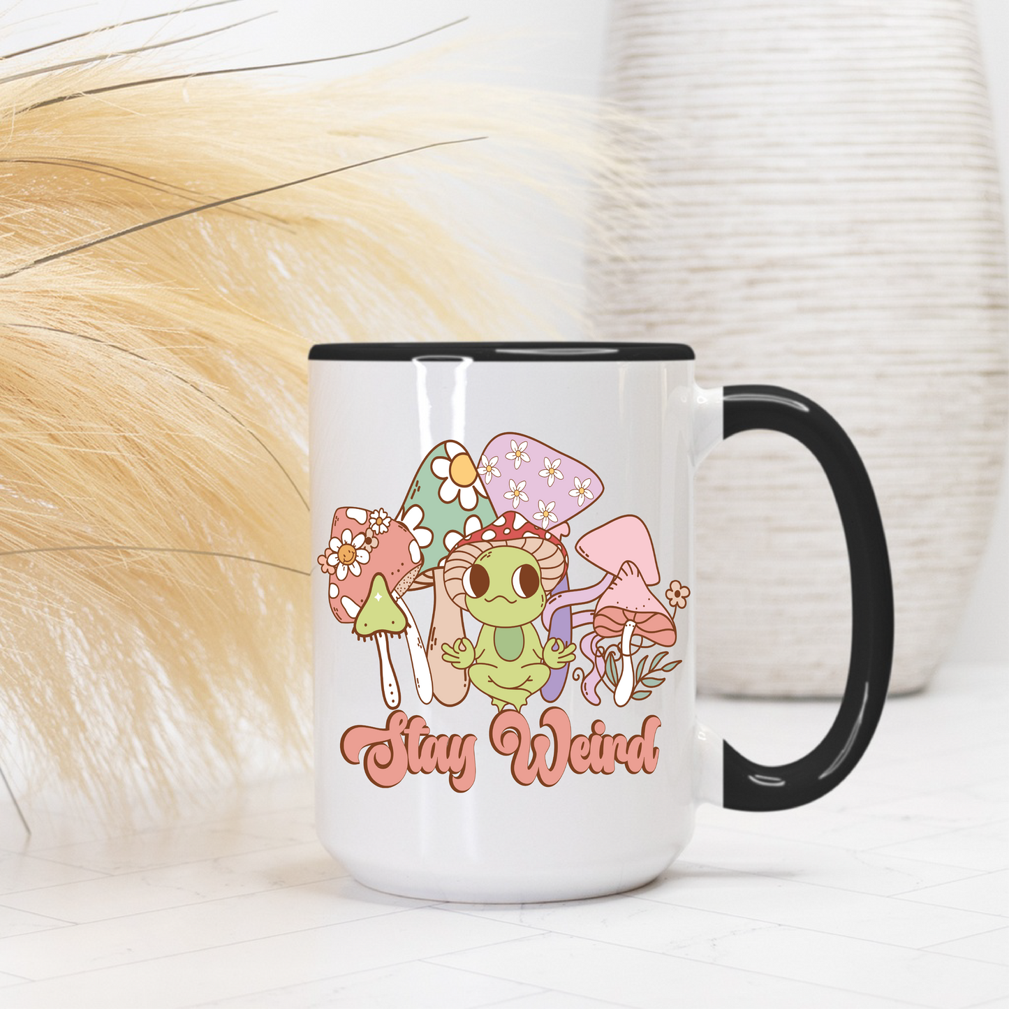 Stay Weird Meditation Frog Mushroom Little Hippie Coffee Mug