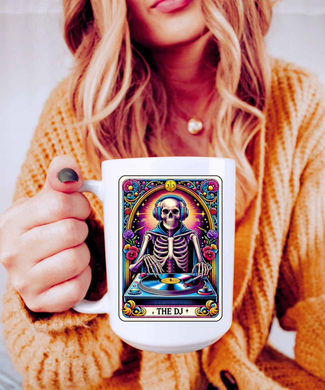 The DJ Skeleton Tarot Reading Cards Coffee Mug