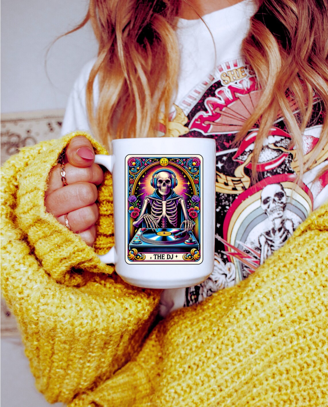 The DJ Skeleton Tarot Reading Cards Coffee Mug